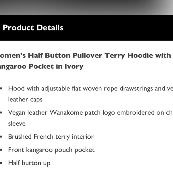 Wanakome Cream Hoodie with Brown Leather Details - Medium - Picture 5 of 5